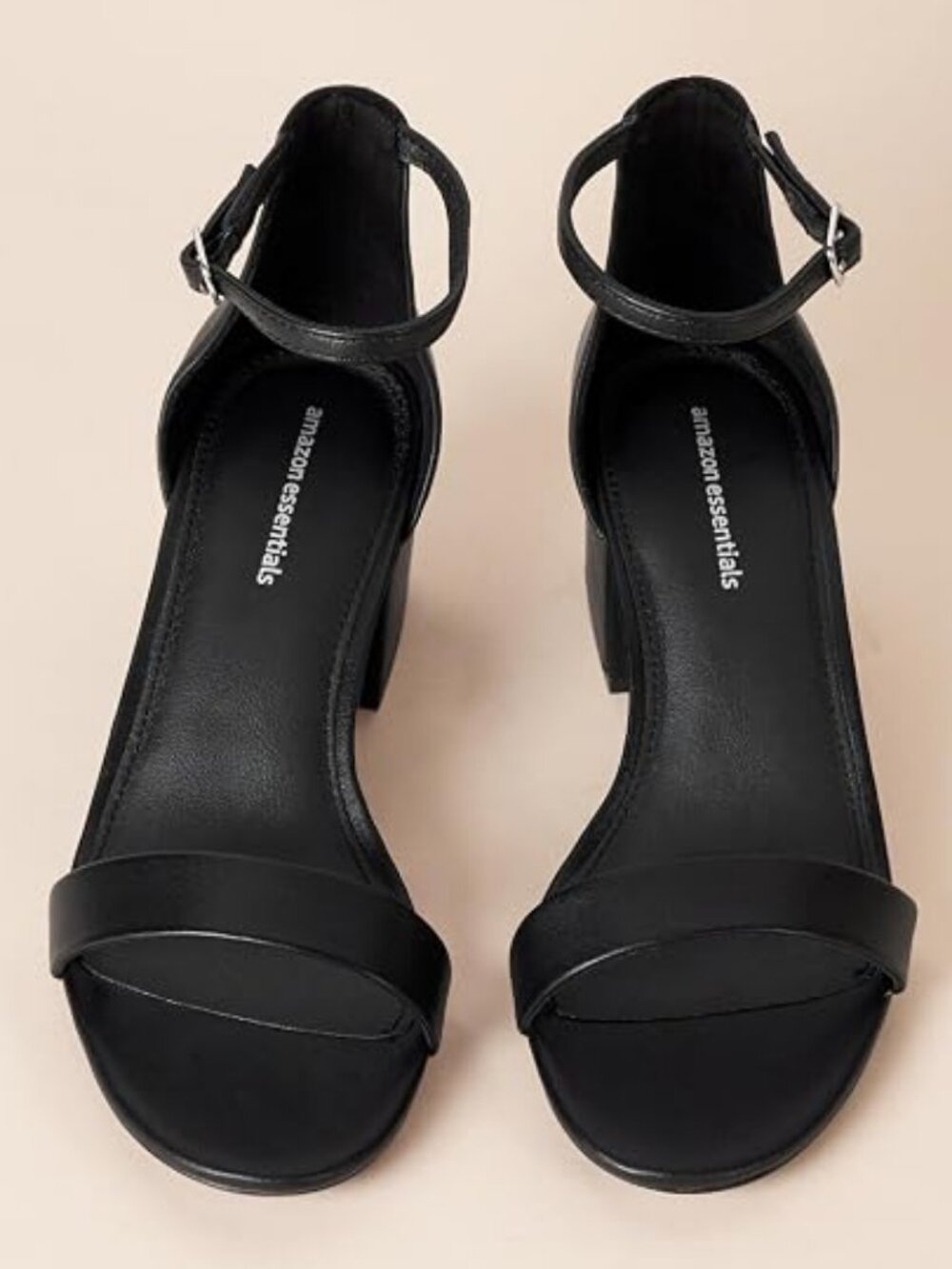Women's Two Strap Heeled Sandals with Adjustable Ankle Strap, Padded Memory Foam